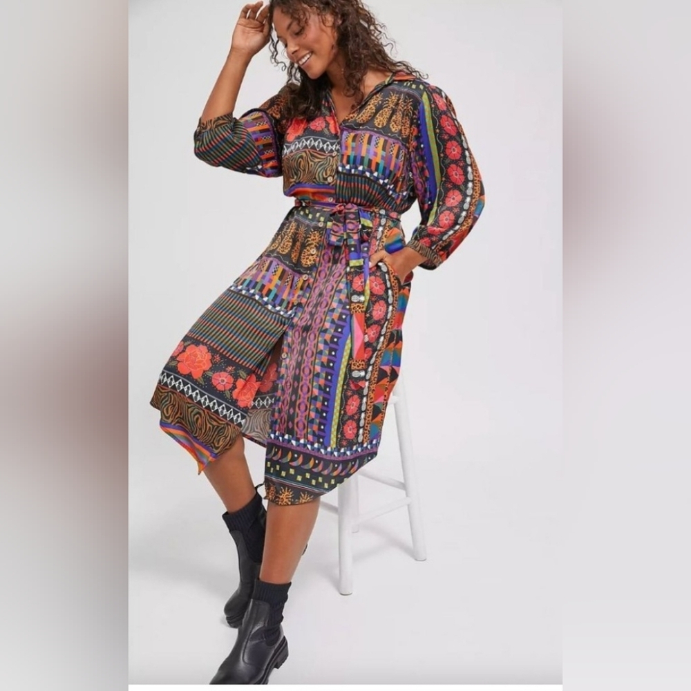 Colorful Patterned Wrap Dress